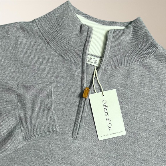 Collars & Co. Other - New Collars & Co Men's 3XL Gray Australian Merino Wool 1/4 Zip Pullover Sweater‎
